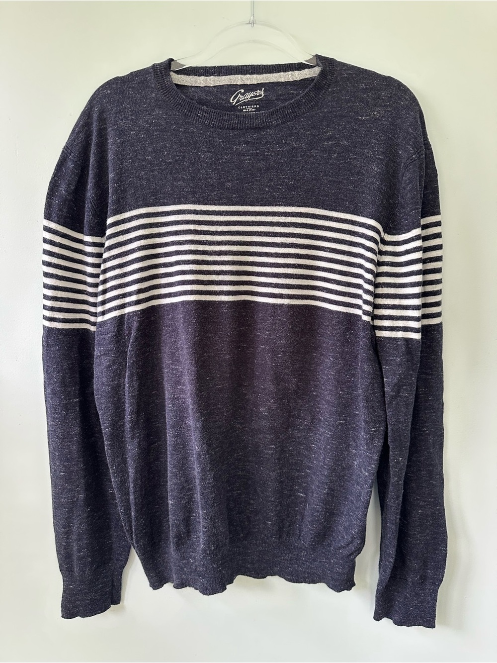 Grayers Navy Cotton Striped Sweater XL